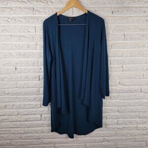 Karen Kane Womens Top 1X Plus Cardigan Open Blue Green Knit Poly Blend GRE33E